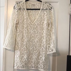 Milly eyelet cover up - white (L)